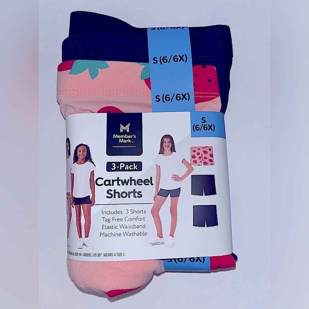 Members Mark a girl’s 3 Pack Cartwheel Shorts Multiple Sizes